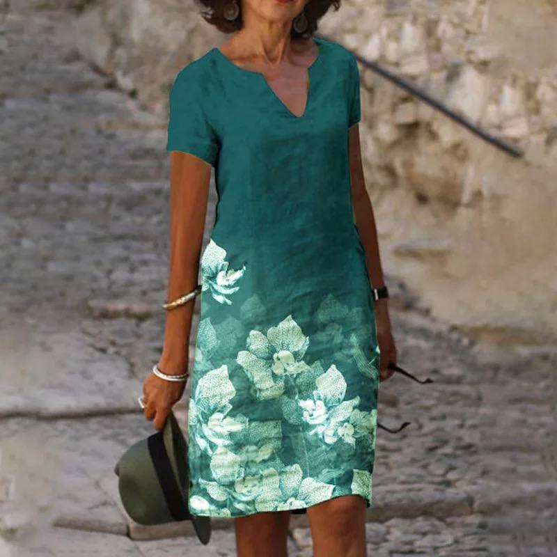 Robe Femme À Col V Imprimé Floral Hannah Par Amawinc Confortable Décontractée Journées Déjeuner et Balades