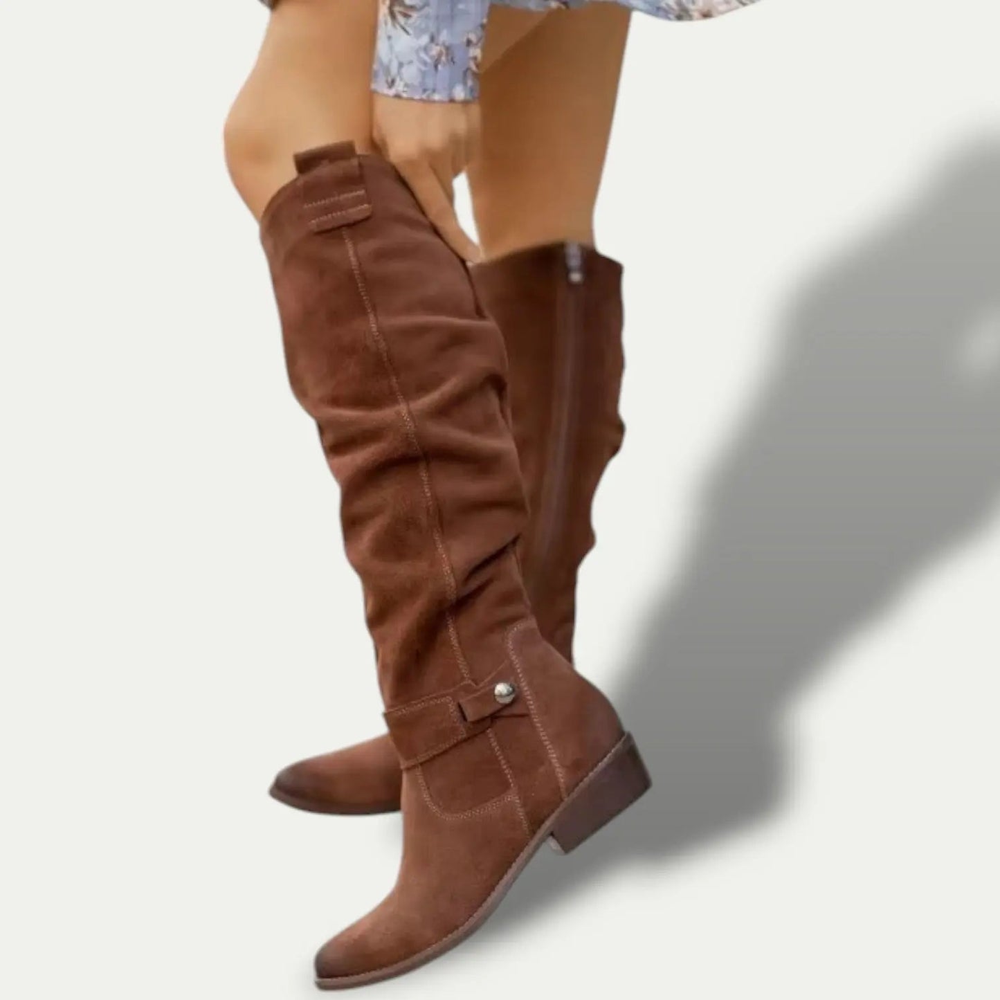 Bottes Cowboy En Daim À Talon Bas Pour Femmes Élégantes Et Confortables Pour Tous Les Jours