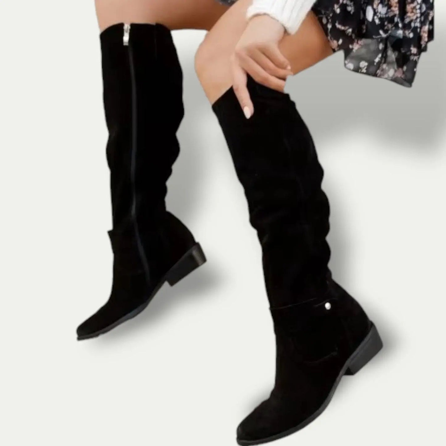Bottes Cowboy En Daim À Talon Bas Pour Femmes Élégantes Et Confortables Pour Tous Les Jours