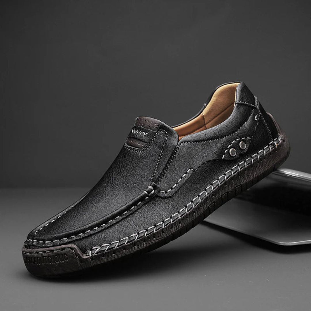 Mocassins Classiques Luca En Cuir Véritable Avec Couture À La Main Et Semelle Antidérapante