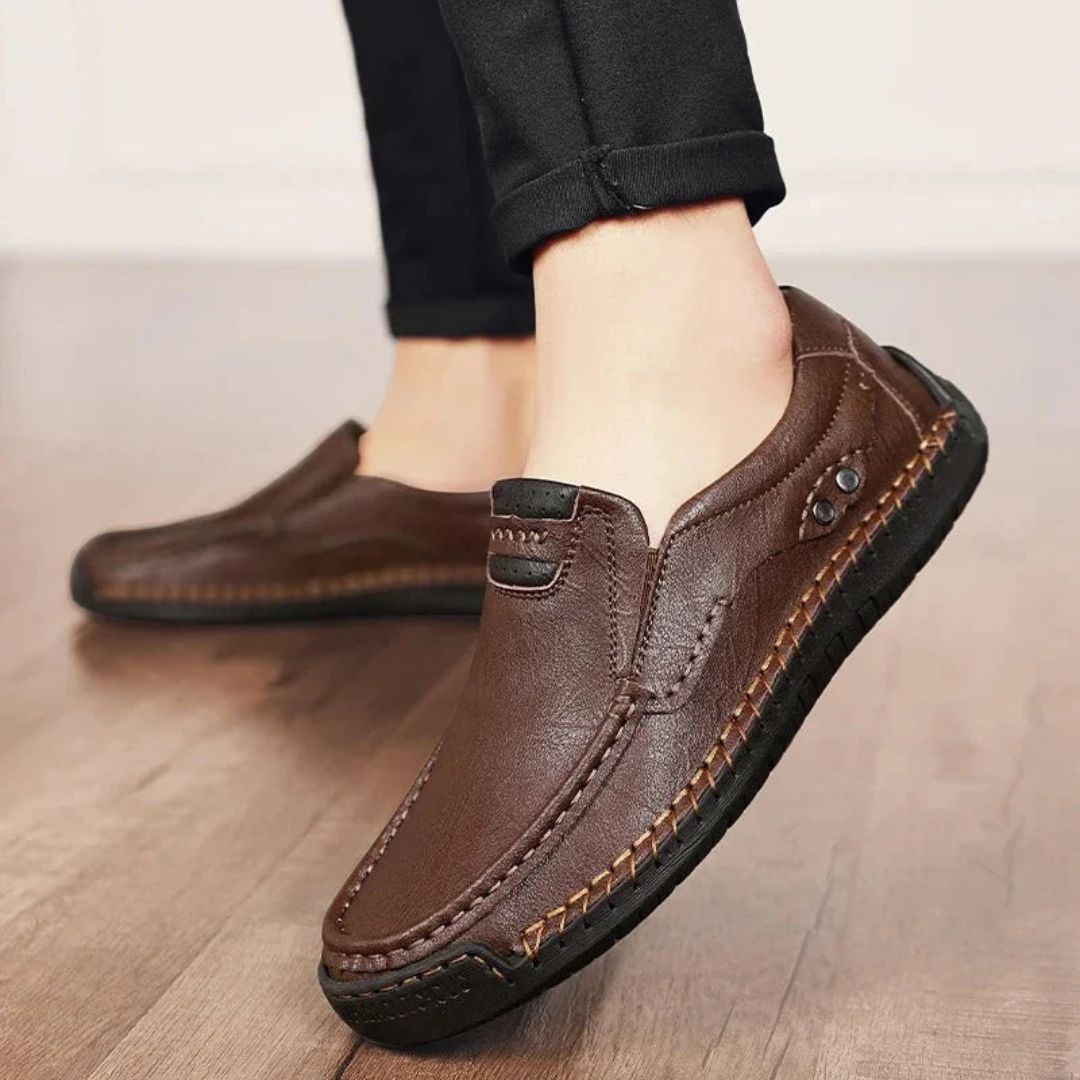 Mocassins Classiques Luca En Cuir Véritable Avec Couture À La Main Et Semelle Antidérapante
