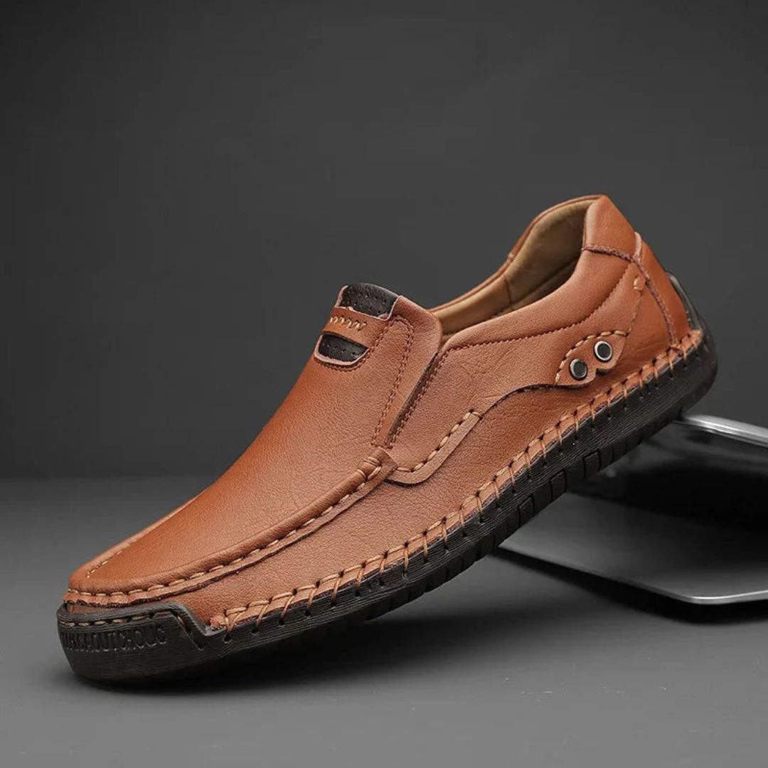 Mocassins Classiques Luca En Cuir Véritable Avec Couture À La Main Et Semelle Antidérapante