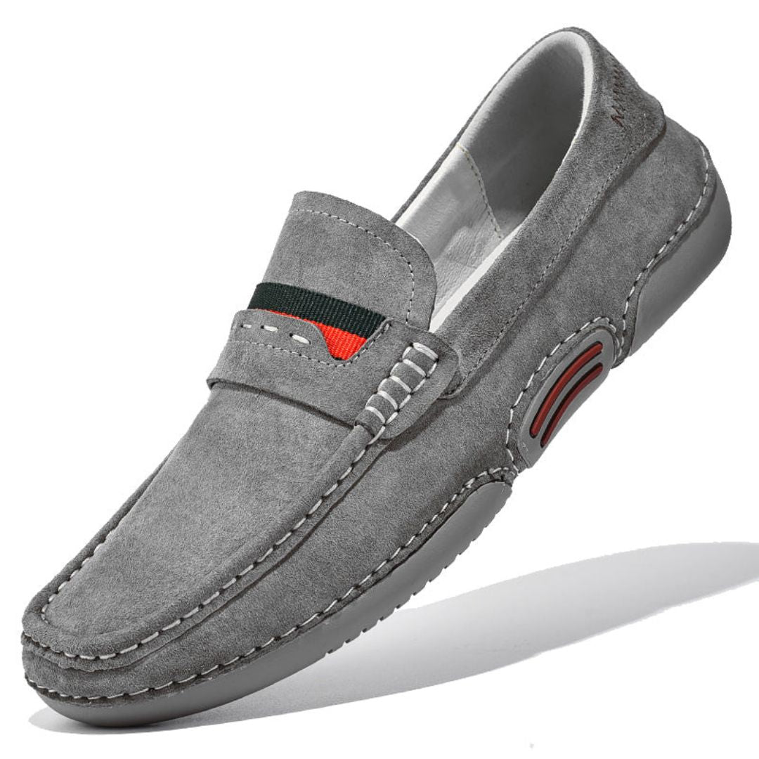 Luca Mocassins En Suède Confortables Avec Couture Contrastée Et Semelle Flexible En Caoutchouc