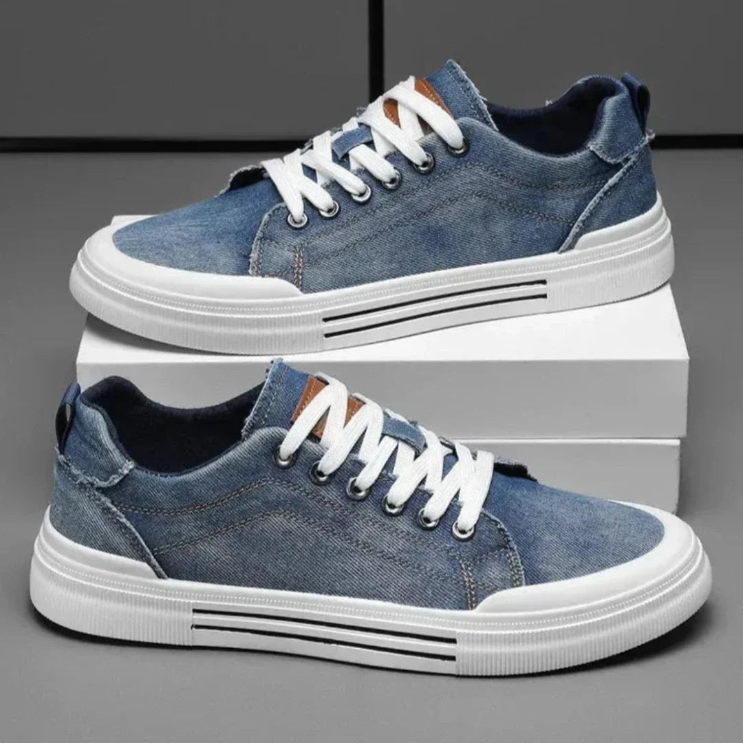 Baskets Denim Avec Lacets Luke Basses Semelle En Caoutchouc Pour Un Style Urbain Confortable