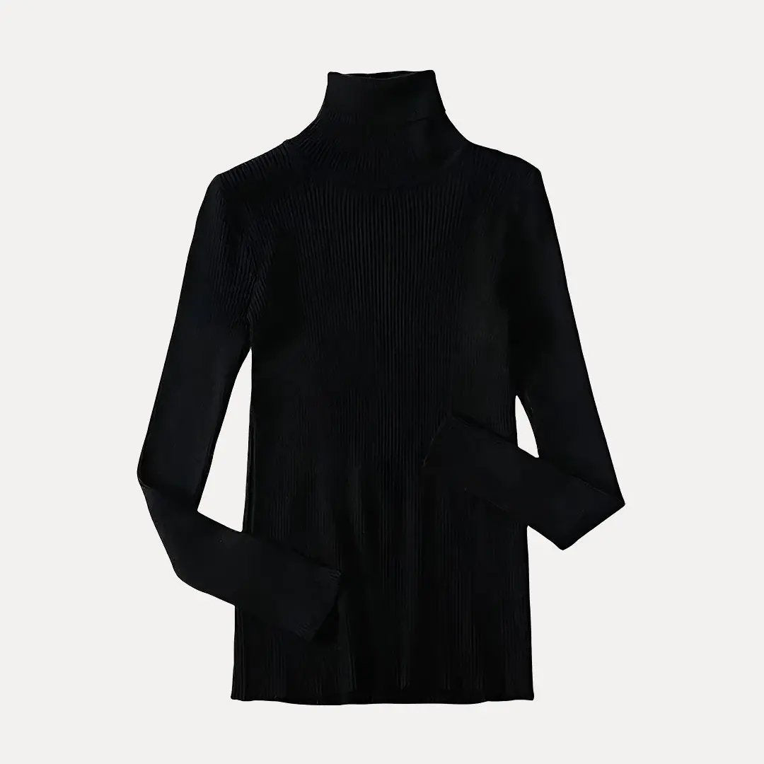 Pull Femme Col Montant Côtelé Coupe Ajustée Idéal Pour Automne Et Hiver Confort Et Élégance Quotidienne