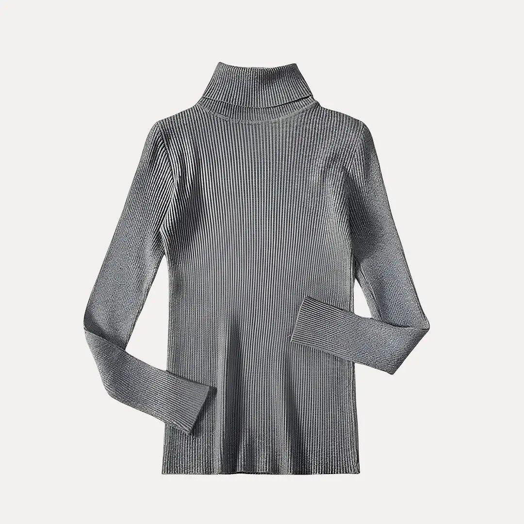 Pull Femme Col Montant Côtelé Coupe Ajustée Idéal Pour Automne Et Hiver Confort Et Élégance Quotidienne