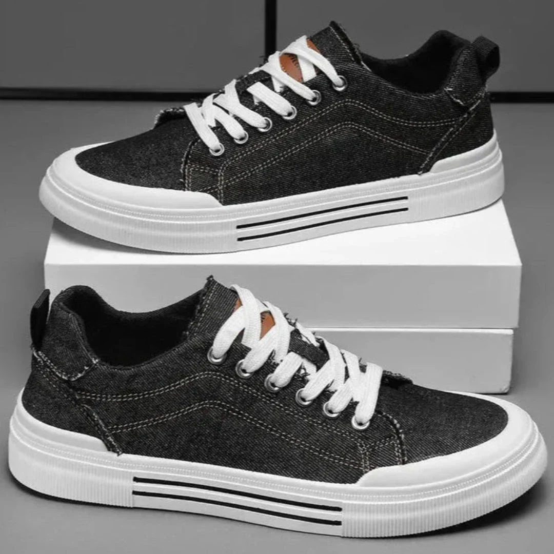 Baskets Denim Avec Lacets Luke Basses Semelle En Caoutchouc Pour Un Style Urbain Confortable