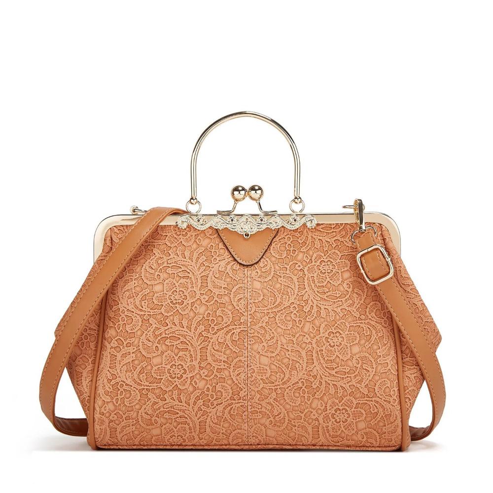 Sac À Main Jacqueline Vintage Avec Fermeture Vintage En Faux Cuir Durable Et Bandoulière Réglable