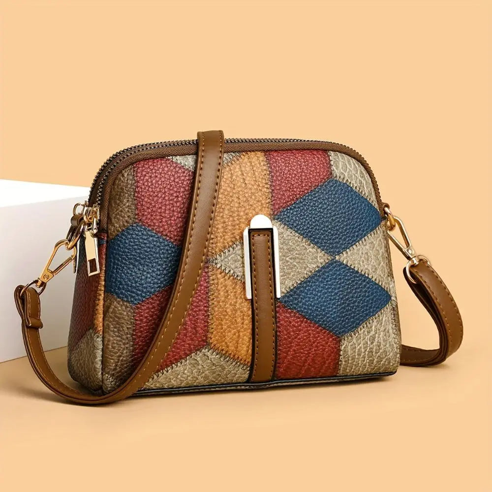 Amawinc Gail Sac Bandoulière Imprimé Géométrique en Simili Cuir pour Quotidien Chic et Pratique