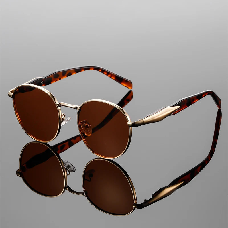 Lunettes Solaires LunaLift Dual Lentilles Avec Flip Up Cadre Doré Verres Teintés Verts UV Bras Écaille De Tortue