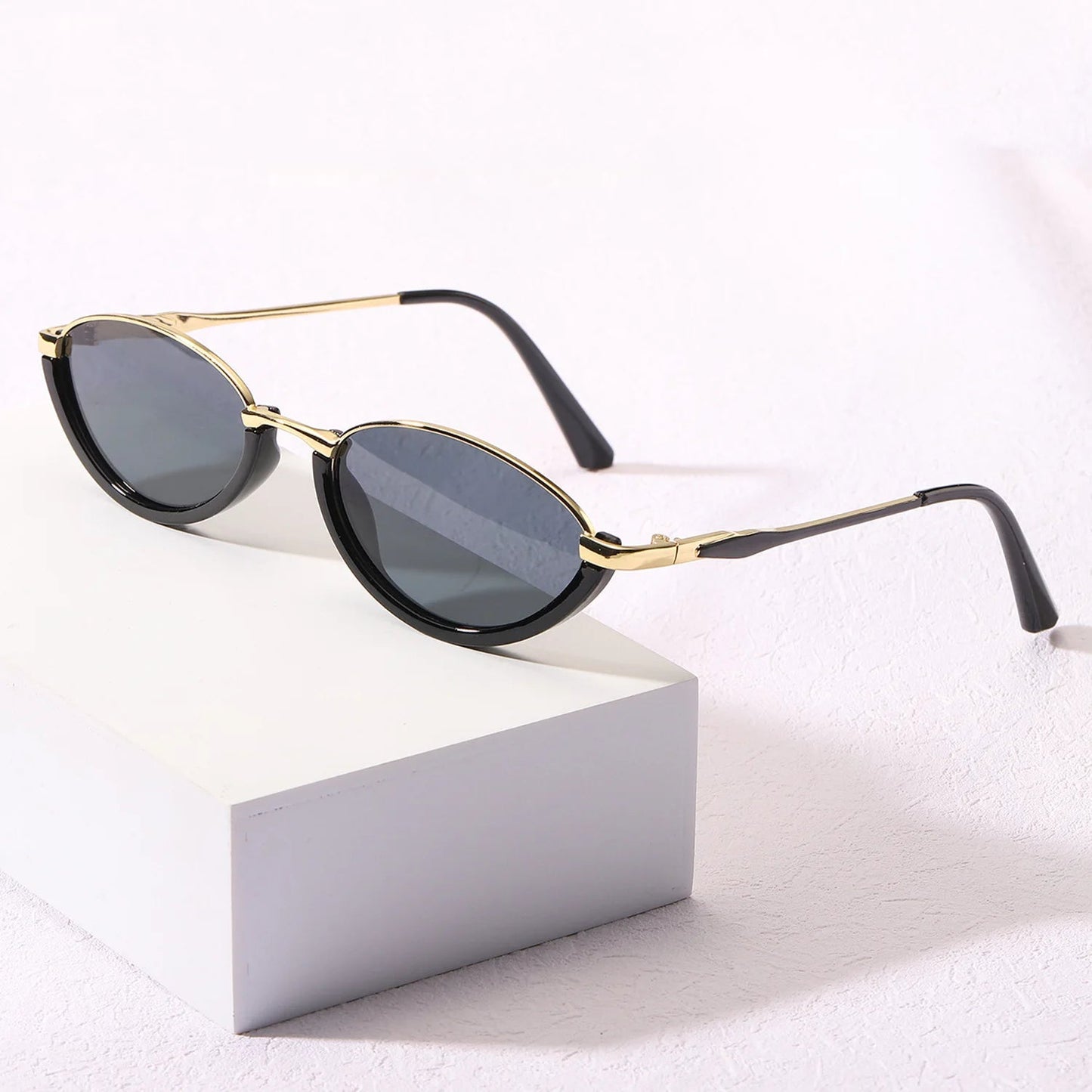 Luna Edge Lunettes De Soleil Style Yeux De Chat Rétro Bicolore Métal Et Acétate Verres Teints UV Protégés