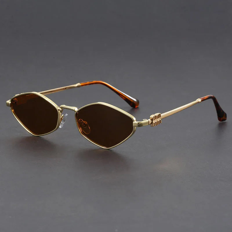 Luna Luxe Lunettes Microframe Oeil De Chat Or Doré Avec Verres Teints UV Protection Prolongée