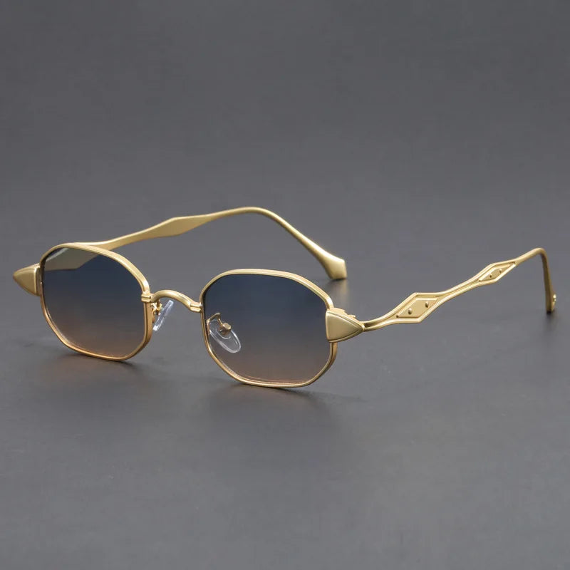Lunara Lunettes Solaires Ovale À Pointe Rebelle Avec Bras Métalliques Sculptés Pour Définir Le Style