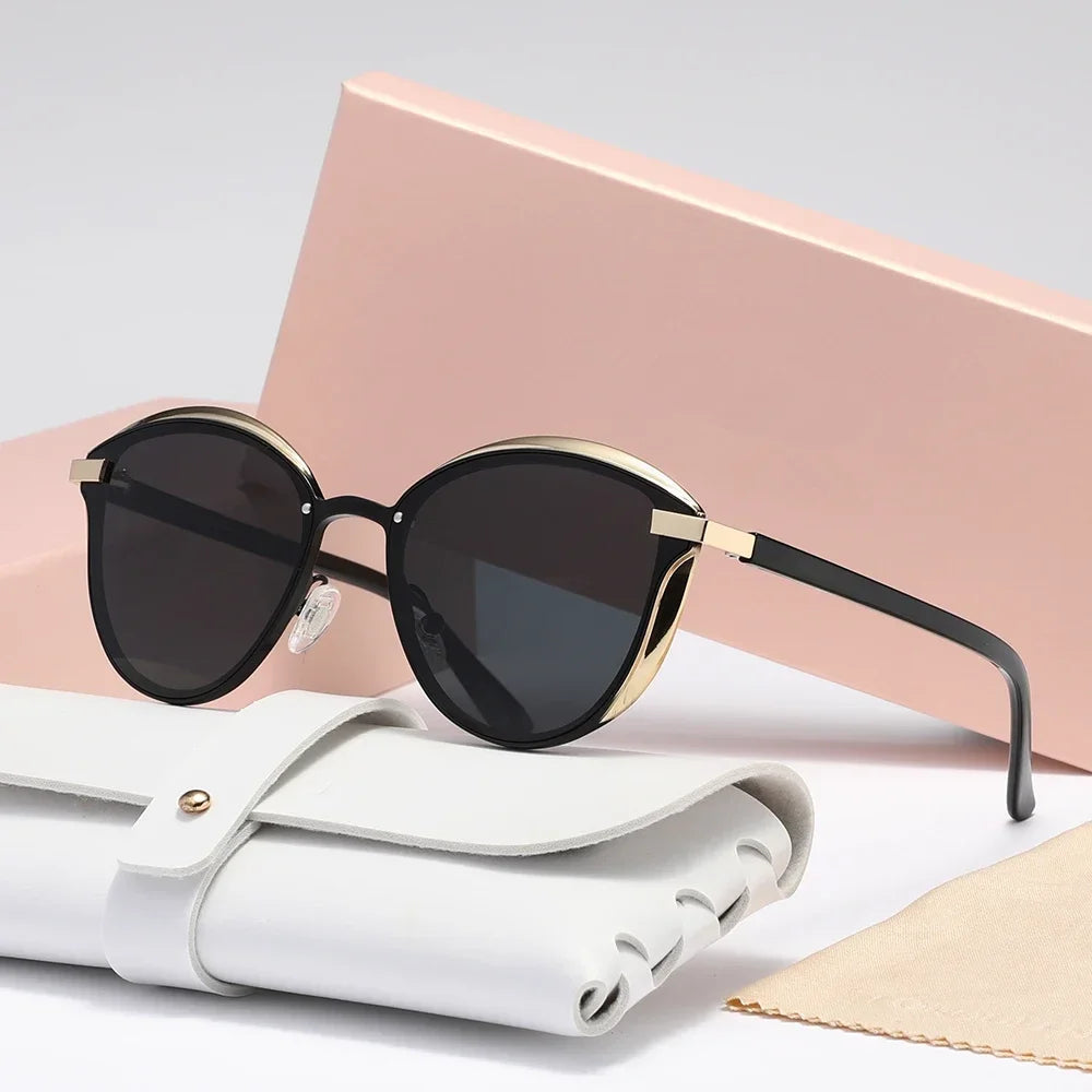 Lunaria Luxe Lunettes Cat Eye Avec Bords Dorés Métalliques Et Verres UV400 Pour Tous Les Jours