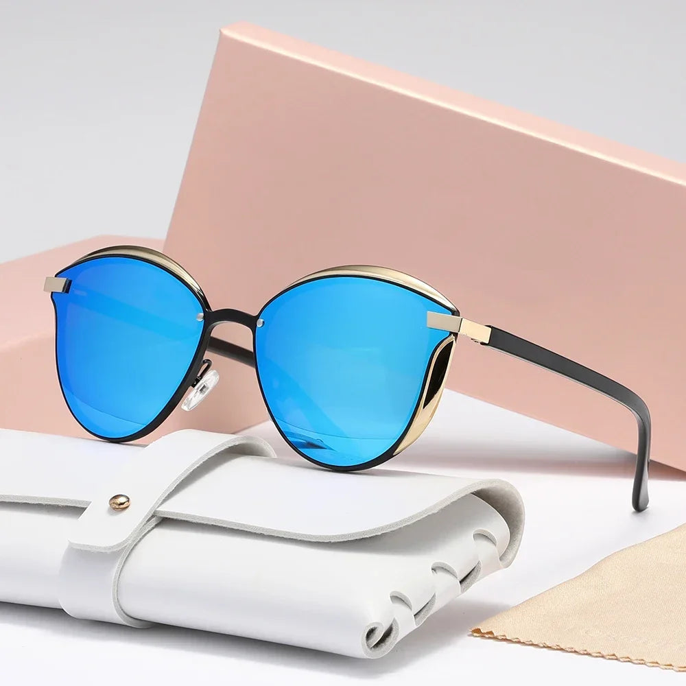 Lunaria Luxe Lunettes Cat Eye Avec Bords Dorés Métalliques Et Verres UV400 Pour Tous Les Jours