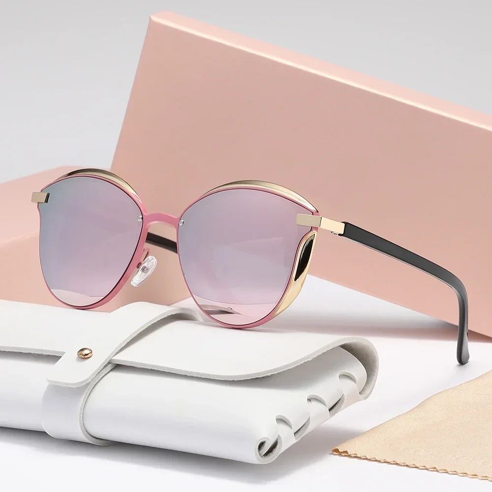 Lunaria Luxe Lunettes Cat Eye Avec Bords Dorés Métalliques Et Verres UV400 Pour Tous Les Jours