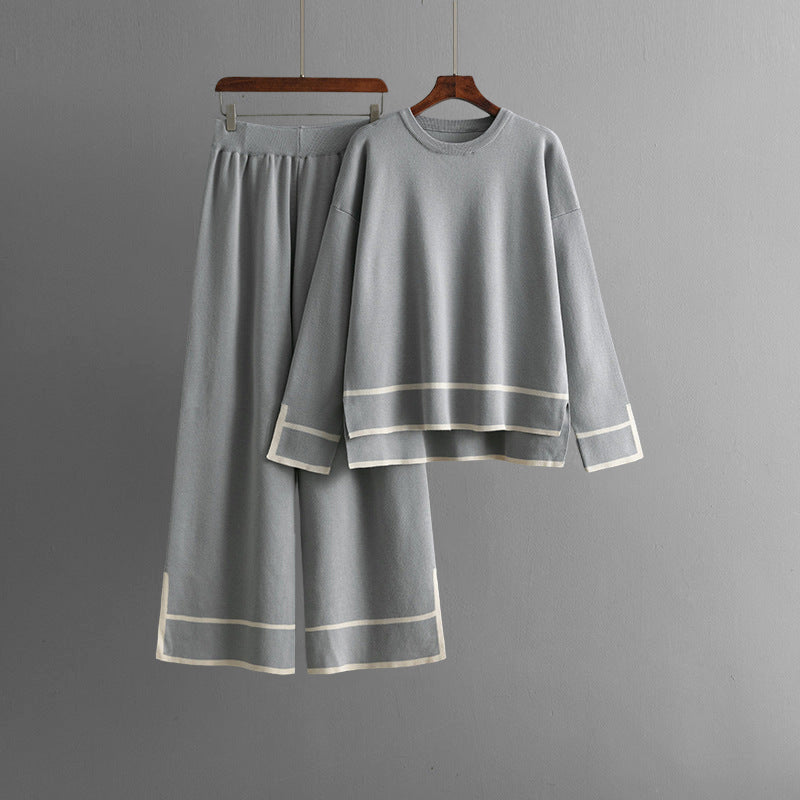 Duo Tricot Luxe Valentina Rossi Avec Pull Large Et Pantalon Ample Pour Look Décontracté Et Confortable