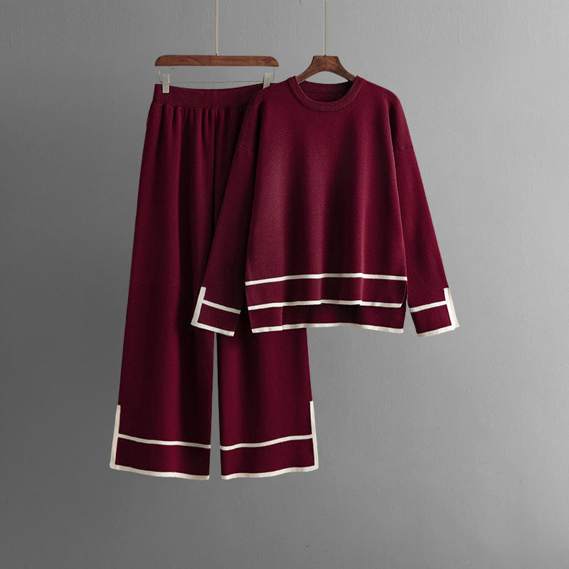 Duo Tricot Luxe Valentina Rossi Avec Pull Large Et Pantalon Ample Pour Look Décontracté Et Confortable