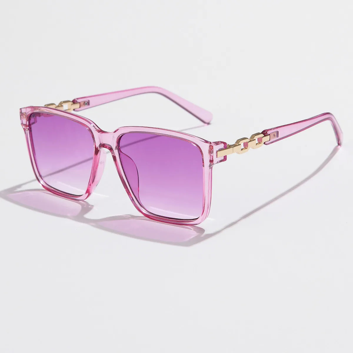 LuxeLink Lunettes Carrées À Chaîne Dorée Lentilles Dégradées Protection UV Totale