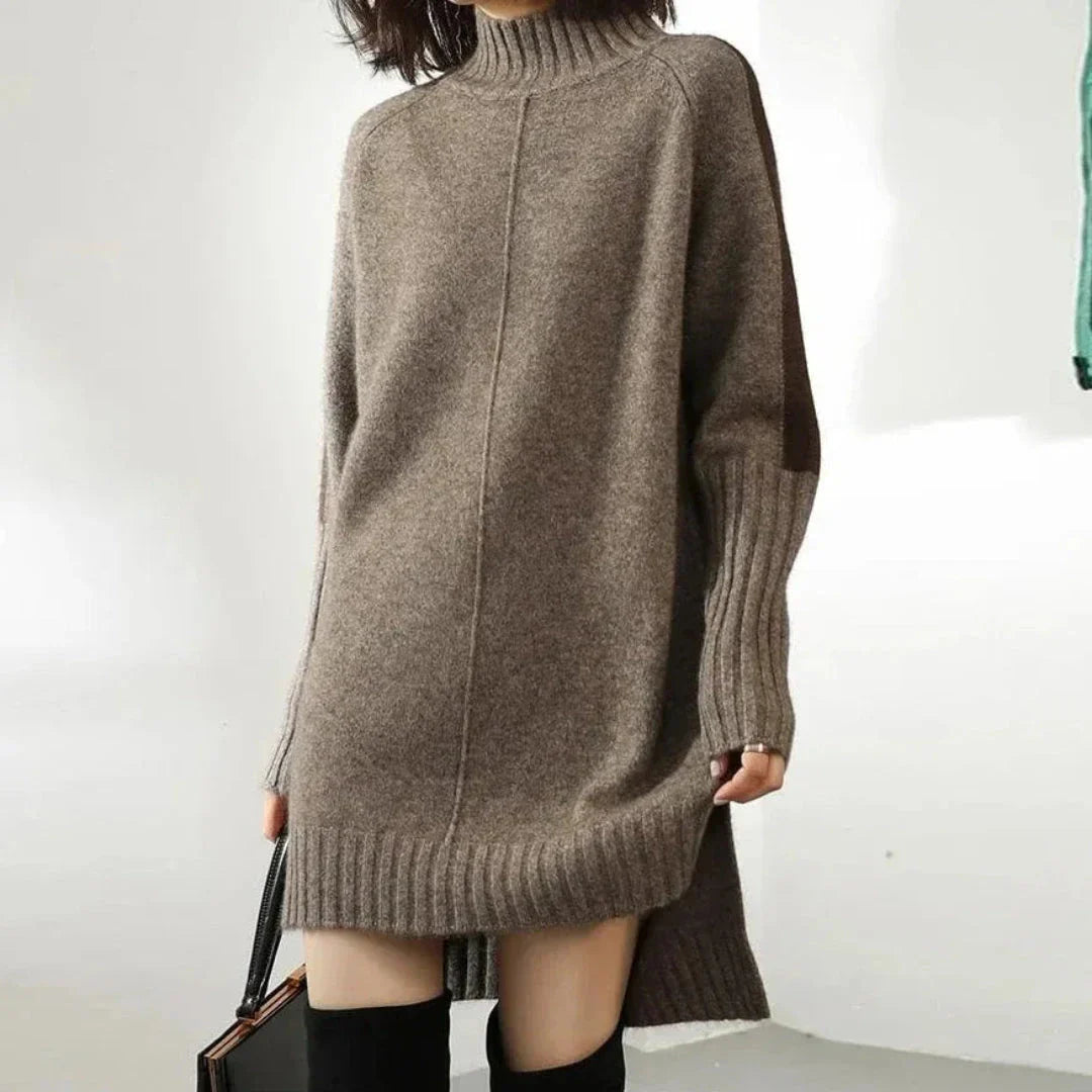 Robe Pull Oversize En Tricot Lyca Avec Col Montant Doux Et Luxueuse Amawinc Exclusif