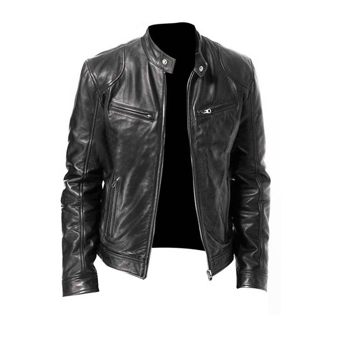 Veste Biker En PU Homme Slim Fit Avec Détails Zippés Design Classique Amawinc De Haute Qualité