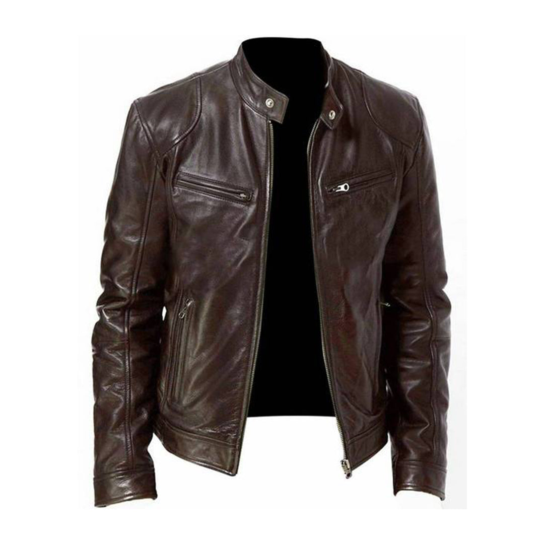 Veste Biker En PU Homme Slim Fit Avec Détails Zippés Design Classique Amawinc De Haute Qualité