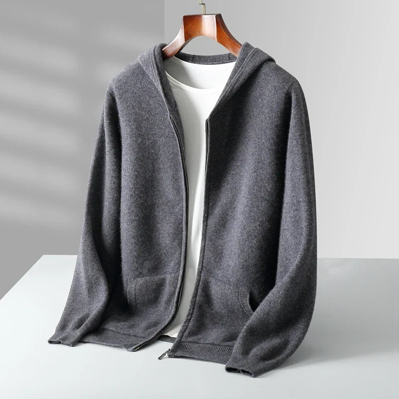 Macio Hoodie En Cachemire Zip Capuche Légère Confortable En Cinq Teintes Polyvalentes