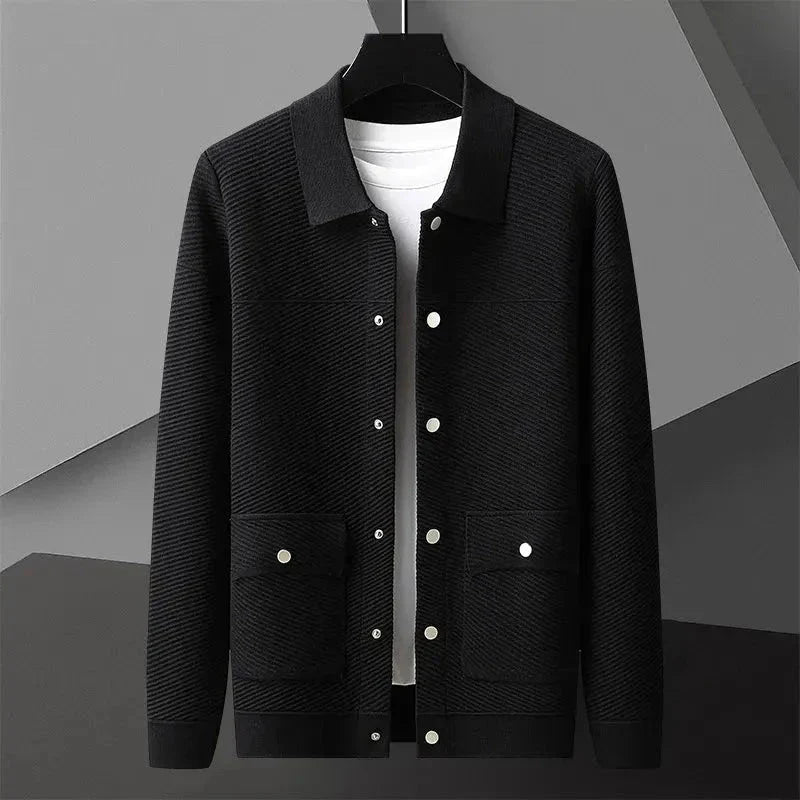 Veste Tricotée En Laine Texturée Mack Amawinc Pour Un Style Poli Et Polyvalent Au Quotidien