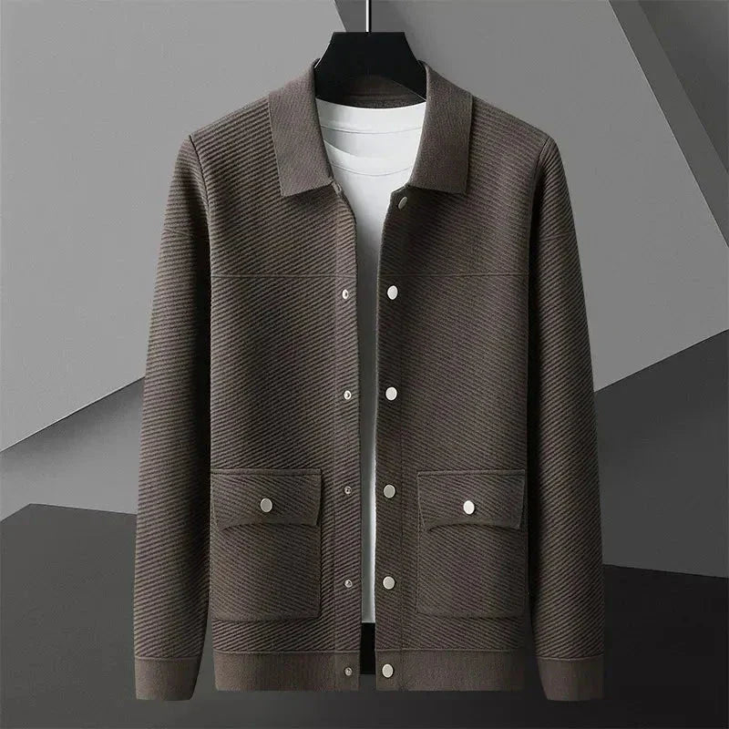 Veste Tricotée En Laine Texturée Mack Amawinc Pour Un Style Poli Et Polyvalent Au Quotidien