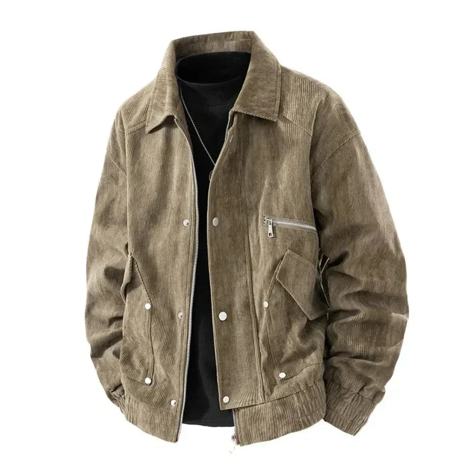 Veste En Velours Côtelé Madison Avec Zip Et Fermeture Double Pour Un Style Urbain Élégant