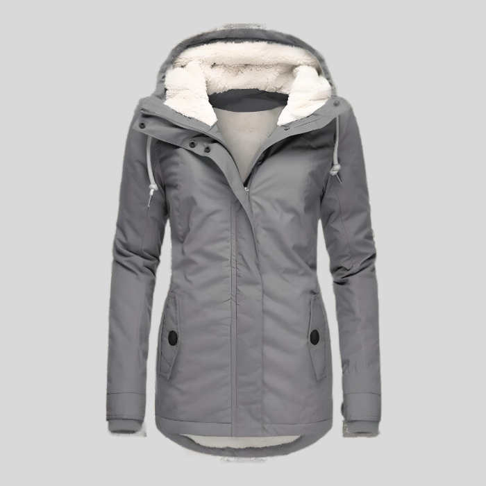 Parka Femme Doublée Et Résistante Au Vent Avec Capuche Et Bordure En Fourrure Pour Hiver