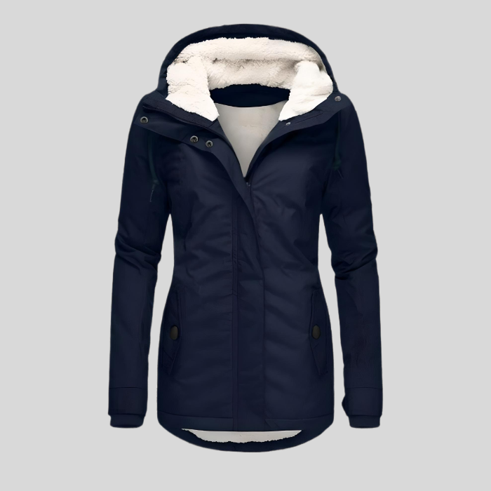 Parka Femme Doublée Et Résistante Au Vent Avec Capuche Et Bordure En Fourrure Pour Hiver