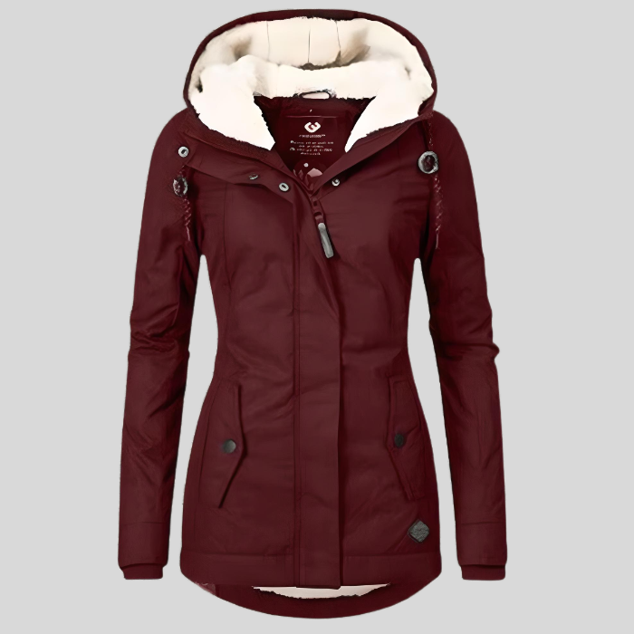 Parka Femme Doublée Et Résistante Au Vent Avec Capuche Et Bordure En Fourrure Pour Hiver