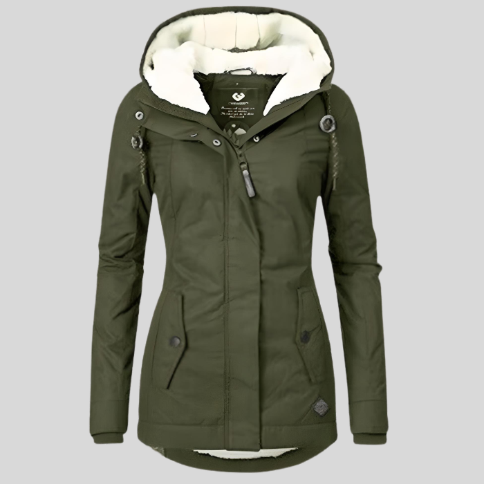 Parka Femme Doublée Et Résistante Au Vent Avec Capuche Et Bordure En Fourrure Pour Hiver