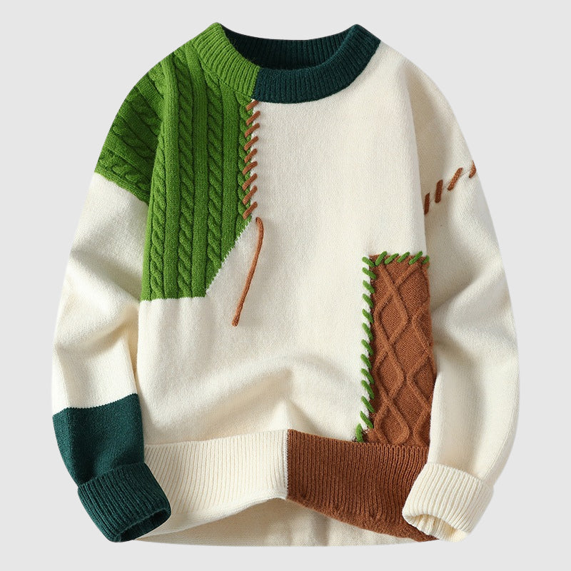 Pull Patchwork Artisanal Alessandro Veneti Hiver Éclectique Avec Motifs Multicolores Et Silhouette Confort