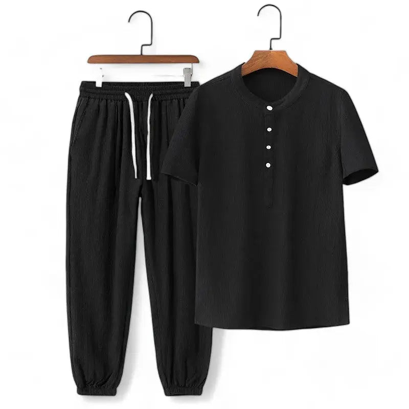 Amawinc Ensemble Deux Pièces Loungewear Respirant Avec Tee Décontracté Et Pantalon Jogger À Taille À Cordon