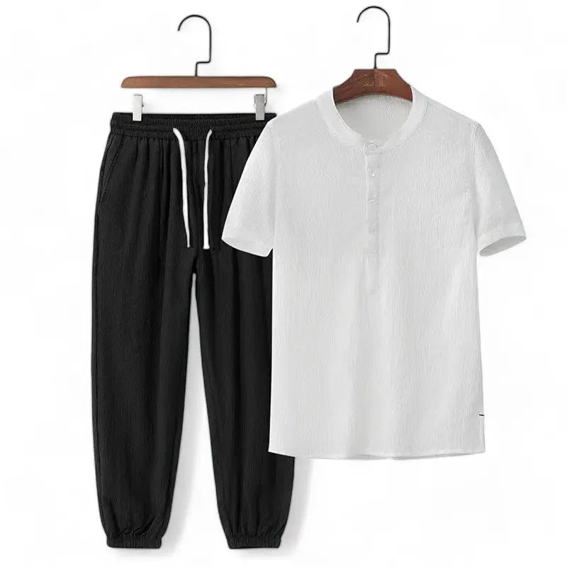 Amawinc Ensemble Deux Pièces Loungewear Respirant Avec Tee Décontracté Et Pantalon Jogger À Taille À Cordon