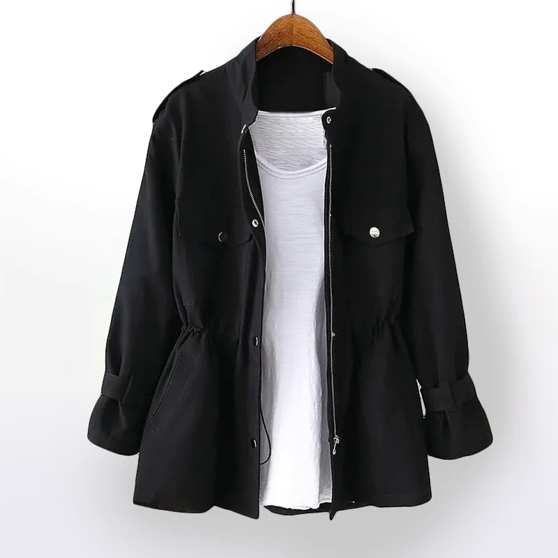 Amawinc Veste Utilitaire Femme À Coupe Ajustée Avec Cordon Réglable Et Poches Multiples À Manches Longues