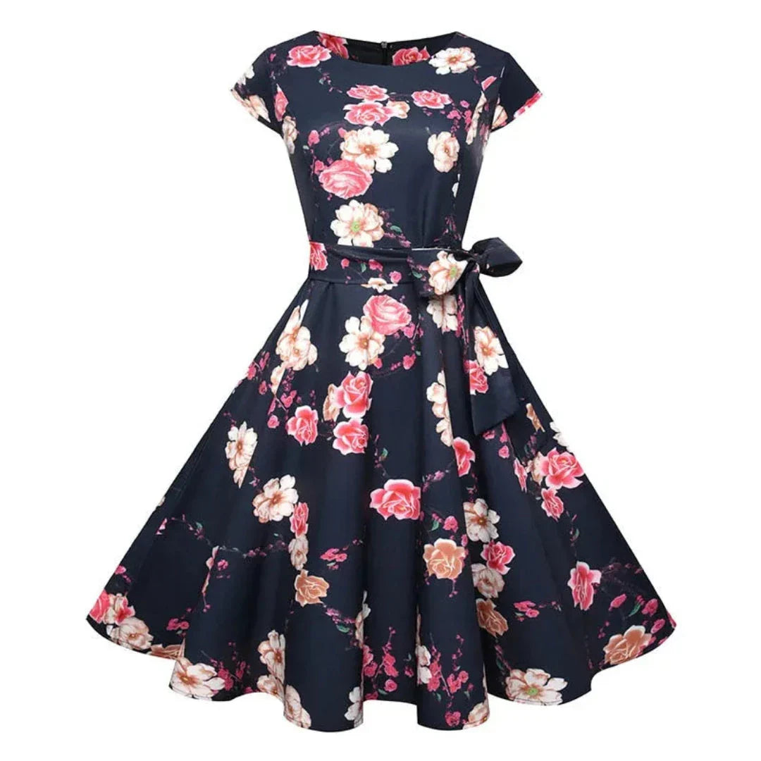 Robe Mandy Vintage Années 50 Style Swing Ajustée Et Évasée Pour Réceptions Jardin Et Sorties Été