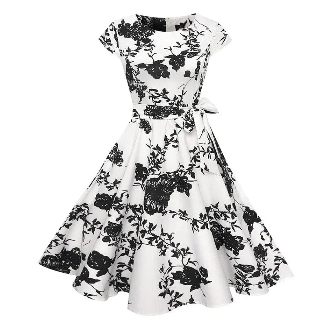 Robe Mandy Vintage Années 50 Style Swing Ajustée Et Évasée Pour Réceptions Jardin Et Sorties Été