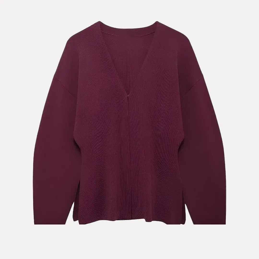Cardigan Femme Encolure En V Avec Fermetures À Crochet Devant Doux Et Léger Tricot Confortable