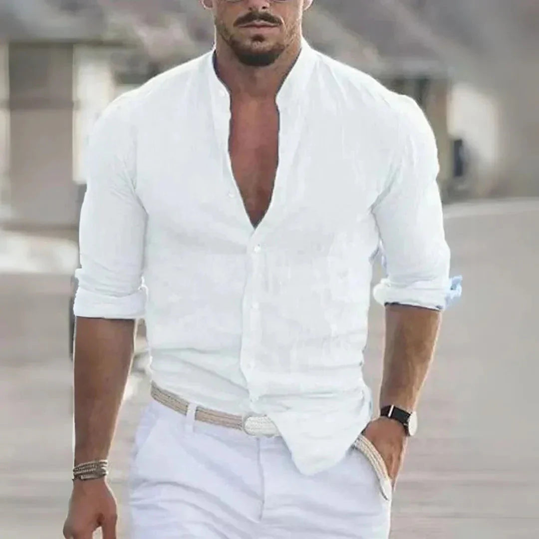 Chemise Homme Boutonnée Unie À Manches Longues Marco Léger Pour Été Confort Tout Au Long De La Journée