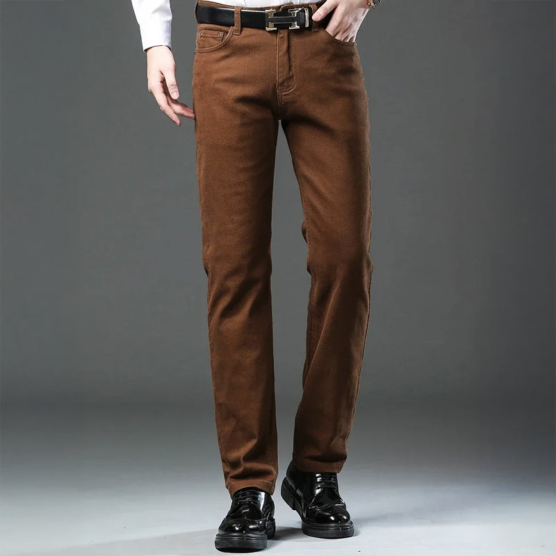 Amawinc Pantalon Homme Coupe Fuselée en Coton Mélangé Avec Cinq Poches Allure Nordisk Flair Tailorisée