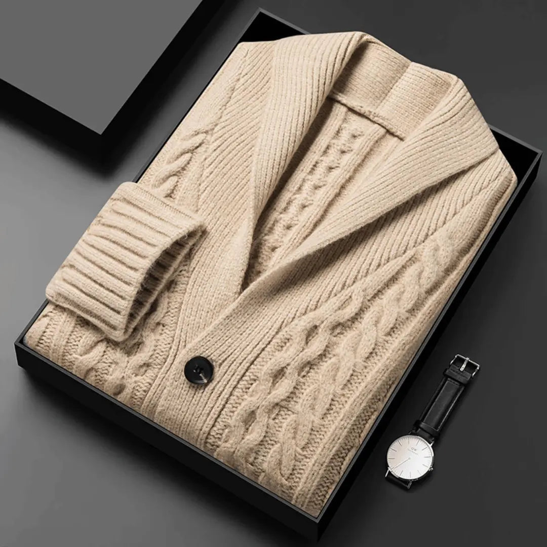 Marcus Reverie Cardigan Jacquard Brossé Luxueux Avec Col Châle Et Toucher Doux Premium