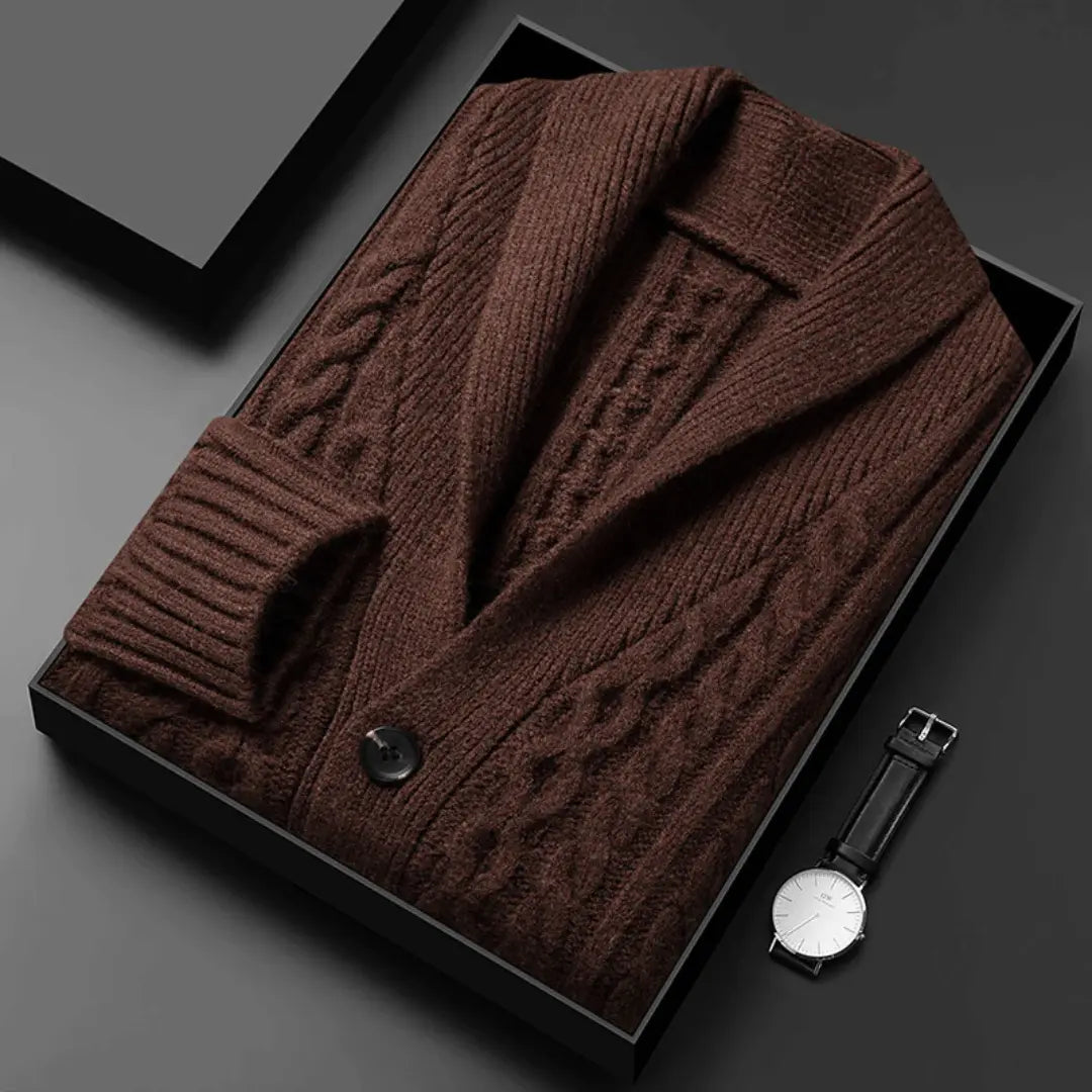 Marcus Reverie Cardigan Jacquard Brossé Luxueux Avec Col Châle Et Toucher Doux Premium