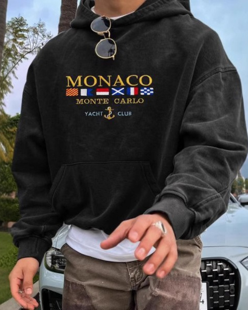 Sweat À Capuche Pour Homme Oversize En Tricot Doux Avec Graphique Nautique Brodé Amawinc