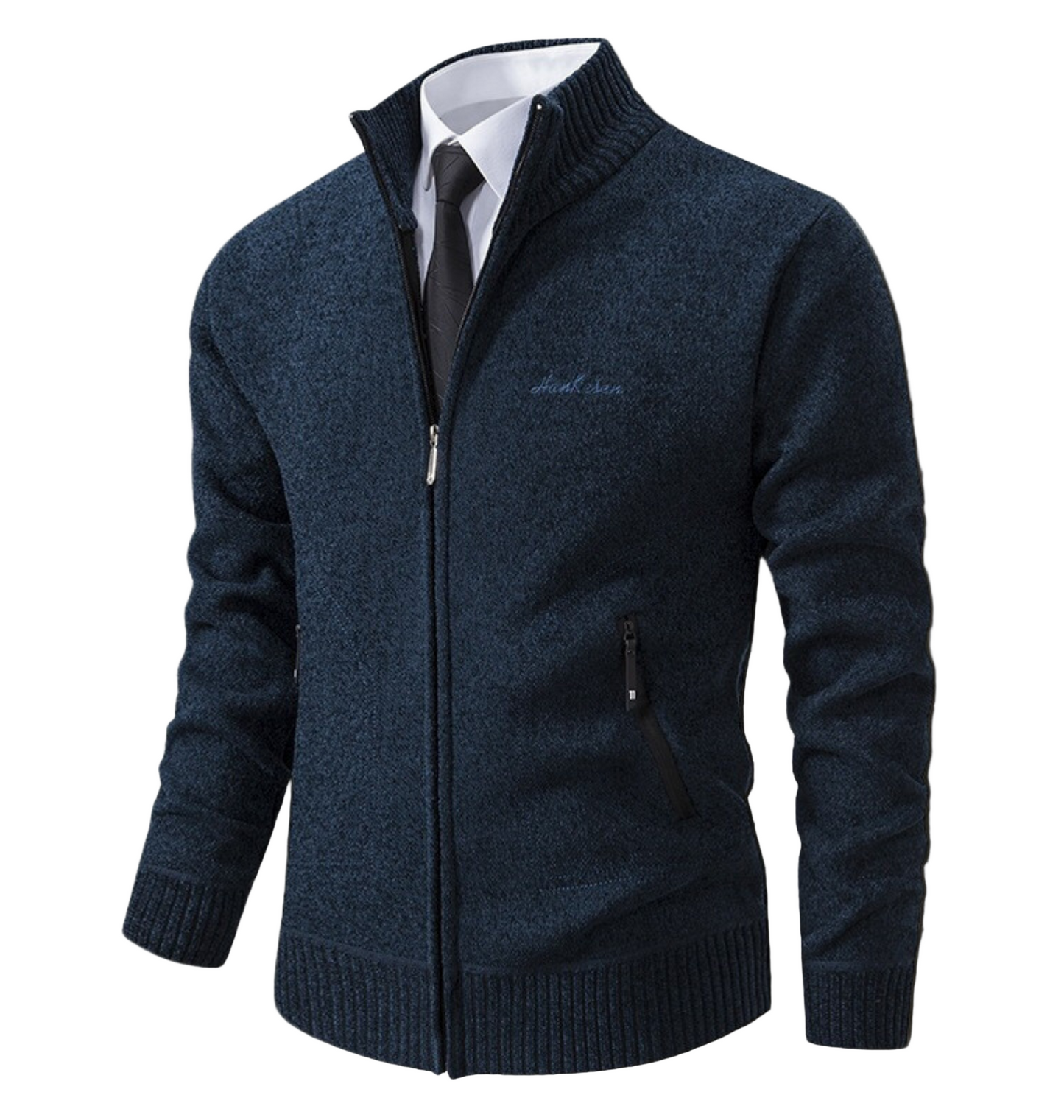 Gilet En Maille Pour Homme Amawinc Avec Col Montant Et Poignets Côtelés Coupe Slim Style Smart Casual
