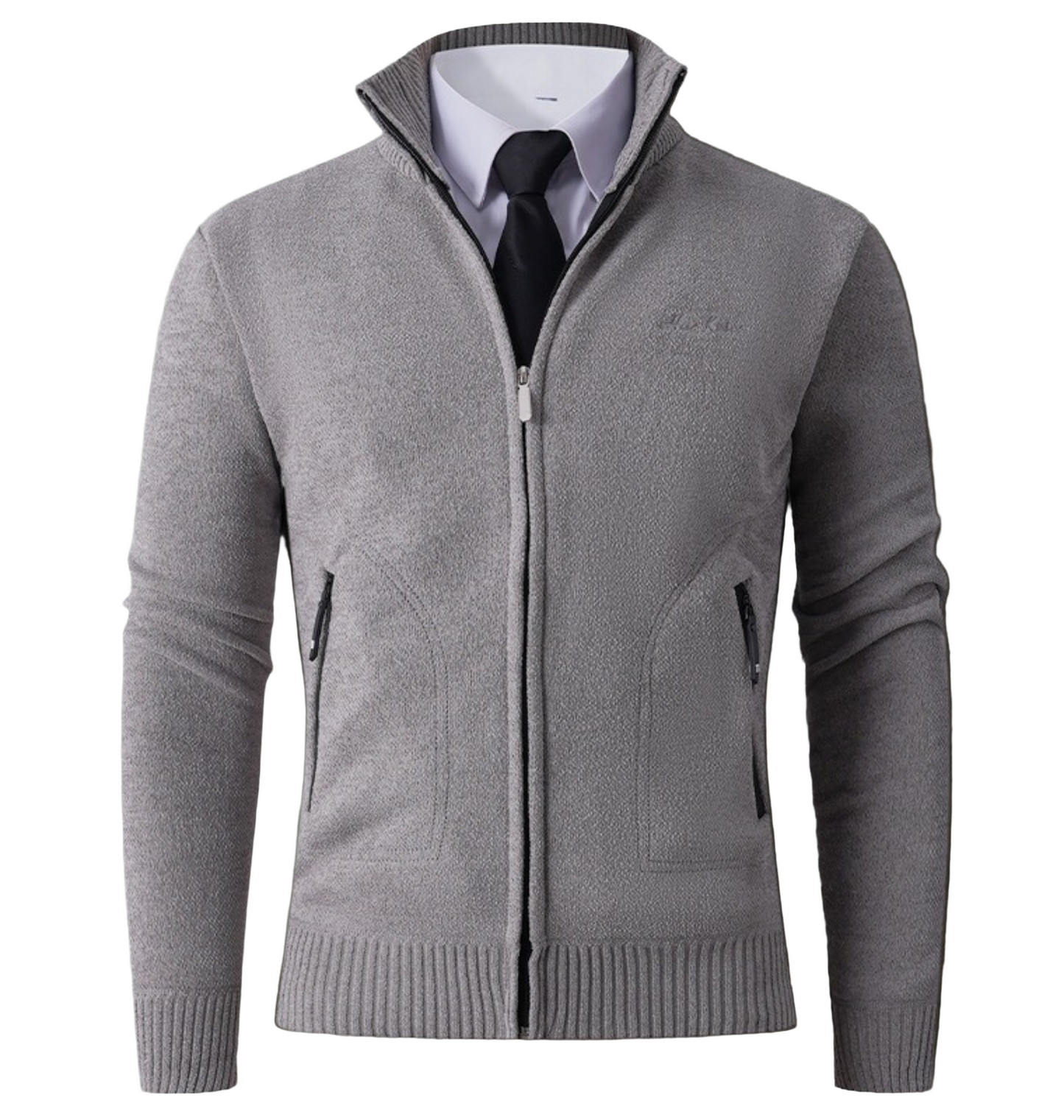 Gilet En Maille Pour Homme Amawinc Avec Col Montant Et Poignets Côtelés Coupe Slim Style Smart Casual