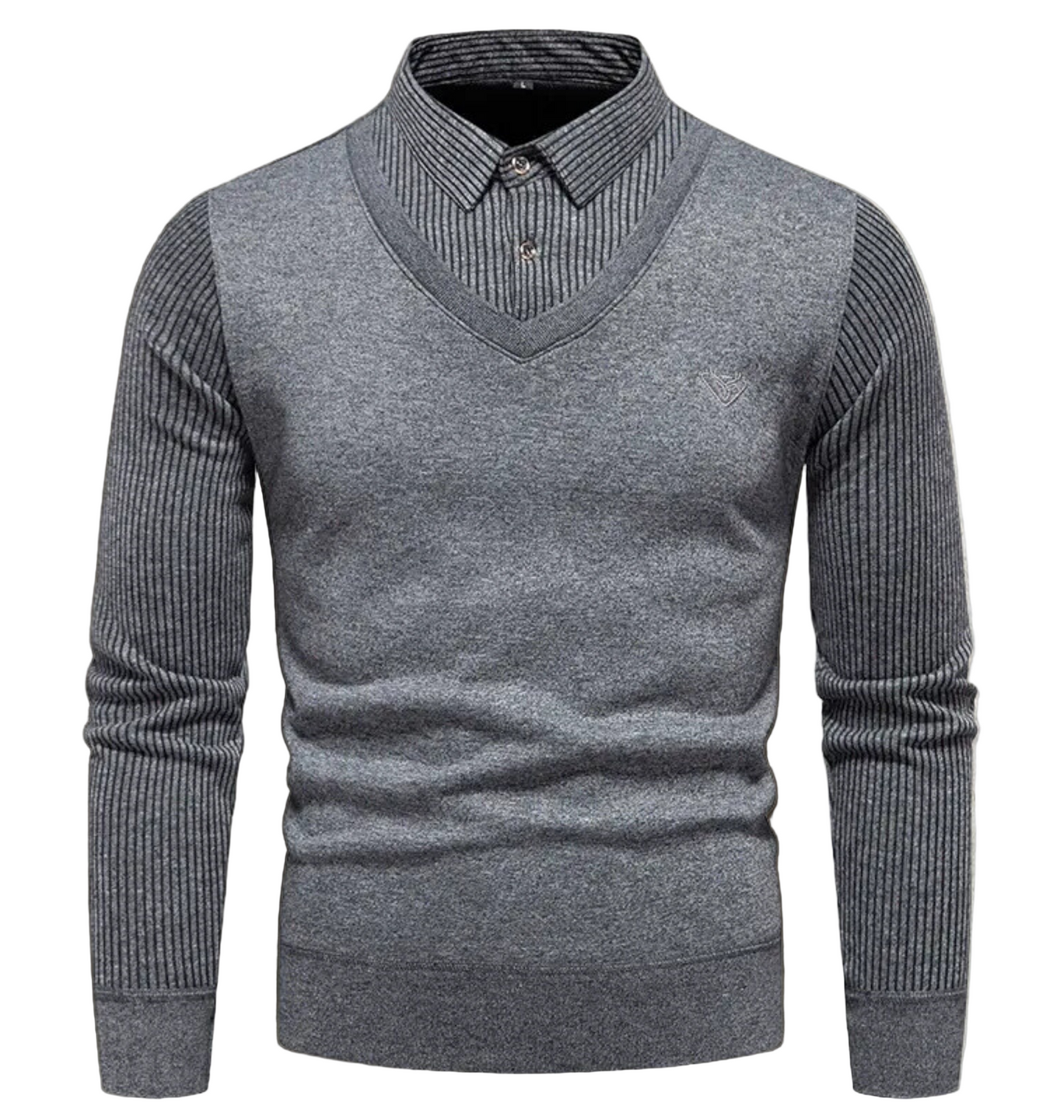 Pull Homme Amawinc Maille Fine Ajusté Col V Moderne Avec Manches Côtelées Pour Garde Robe Moderne