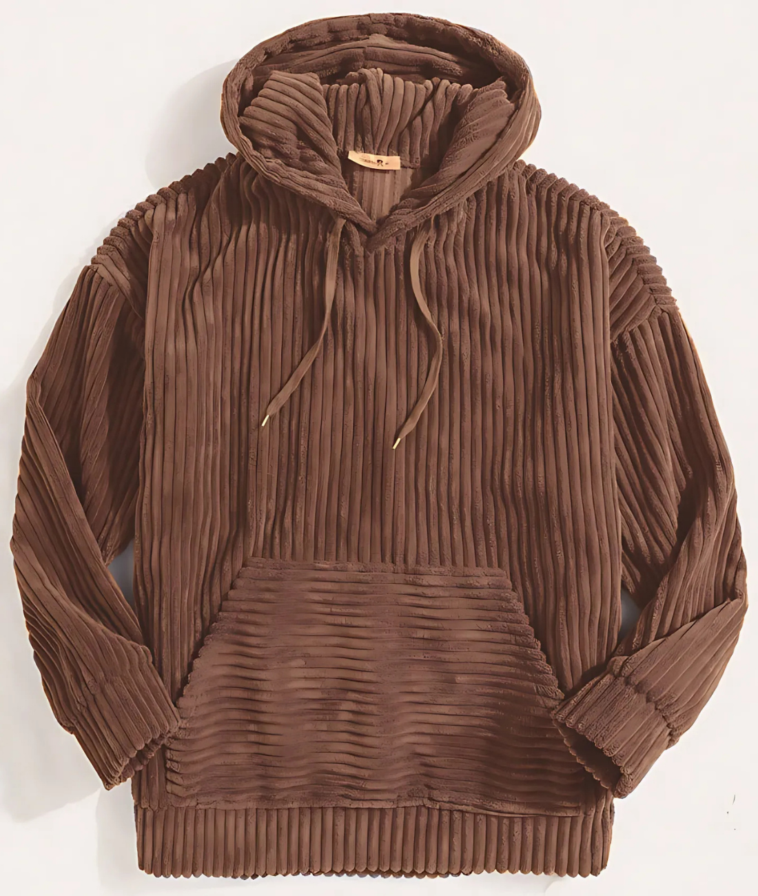 Sweat À Capuche En Velours Côtelé Amawinc Pour Homme Col V Poche Kangourou Coupe Oversize Décontracté